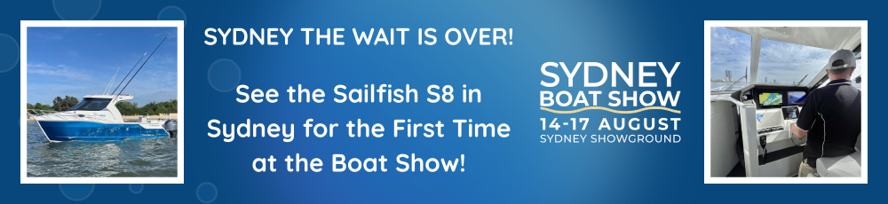 Sydney Boat Show Banners 2025 (1) SAILFISH CATAMARAN SYDNEY BOAT SHOW